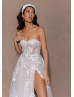 Sweetheart Neck Ivory Lace Tulle High Slit Sexy Wedding Dress